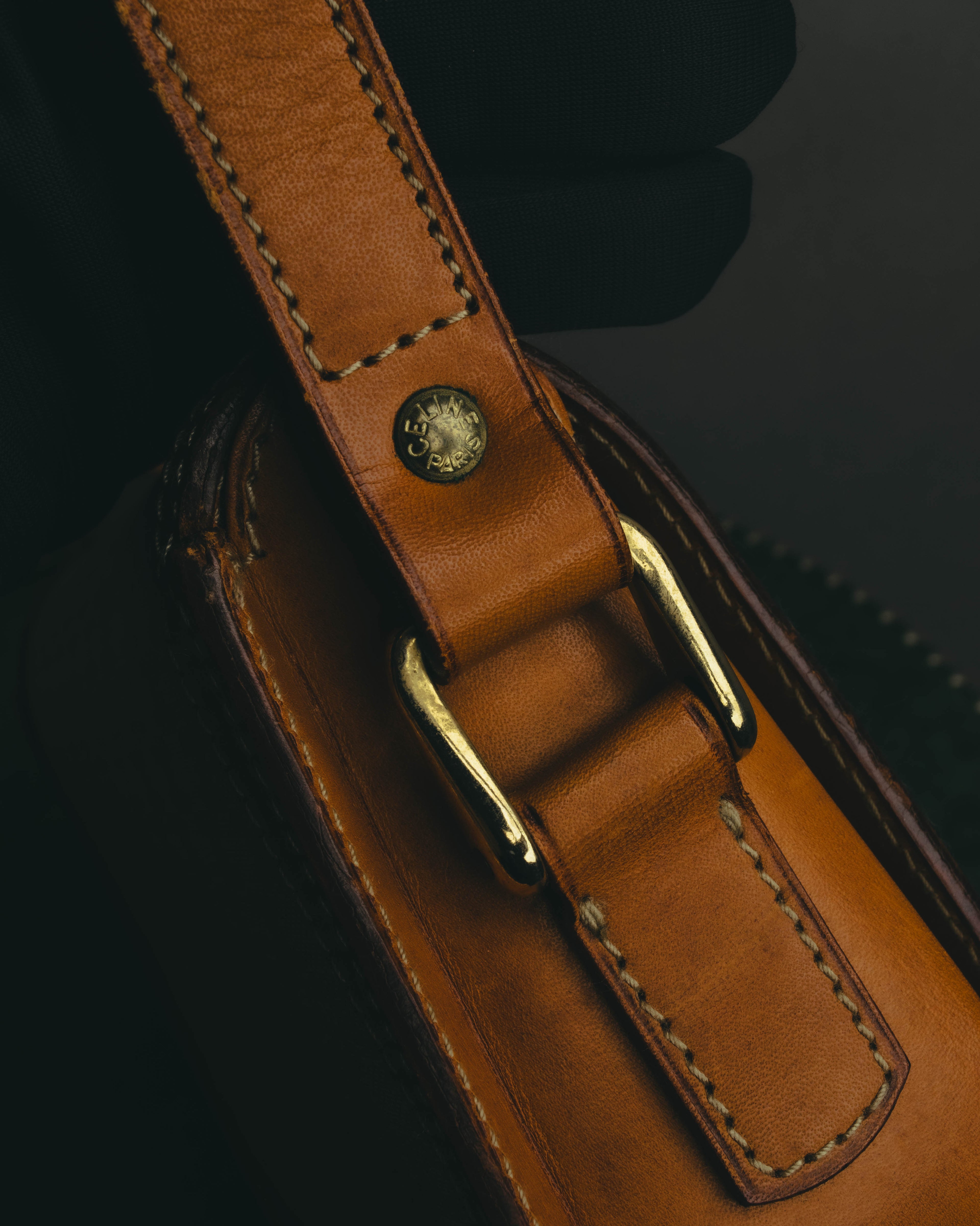 "CELINE" 70's-80's Macadam horsebit shoulder bag