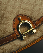 "CELINE" 70's-80's Macadam horsebit shoulder bag