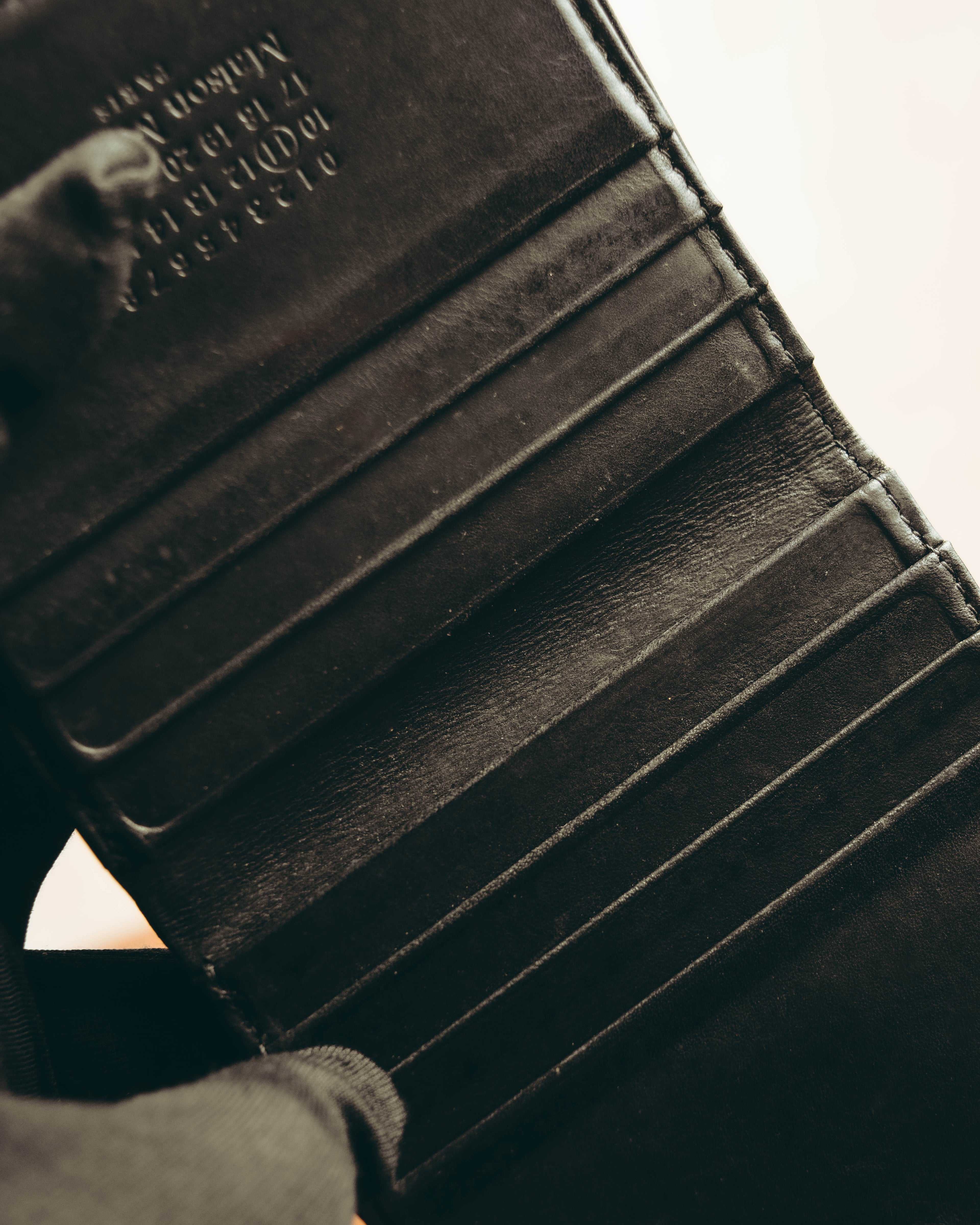"Maison Margiela" 2020's Sleek black leather bifold wallet