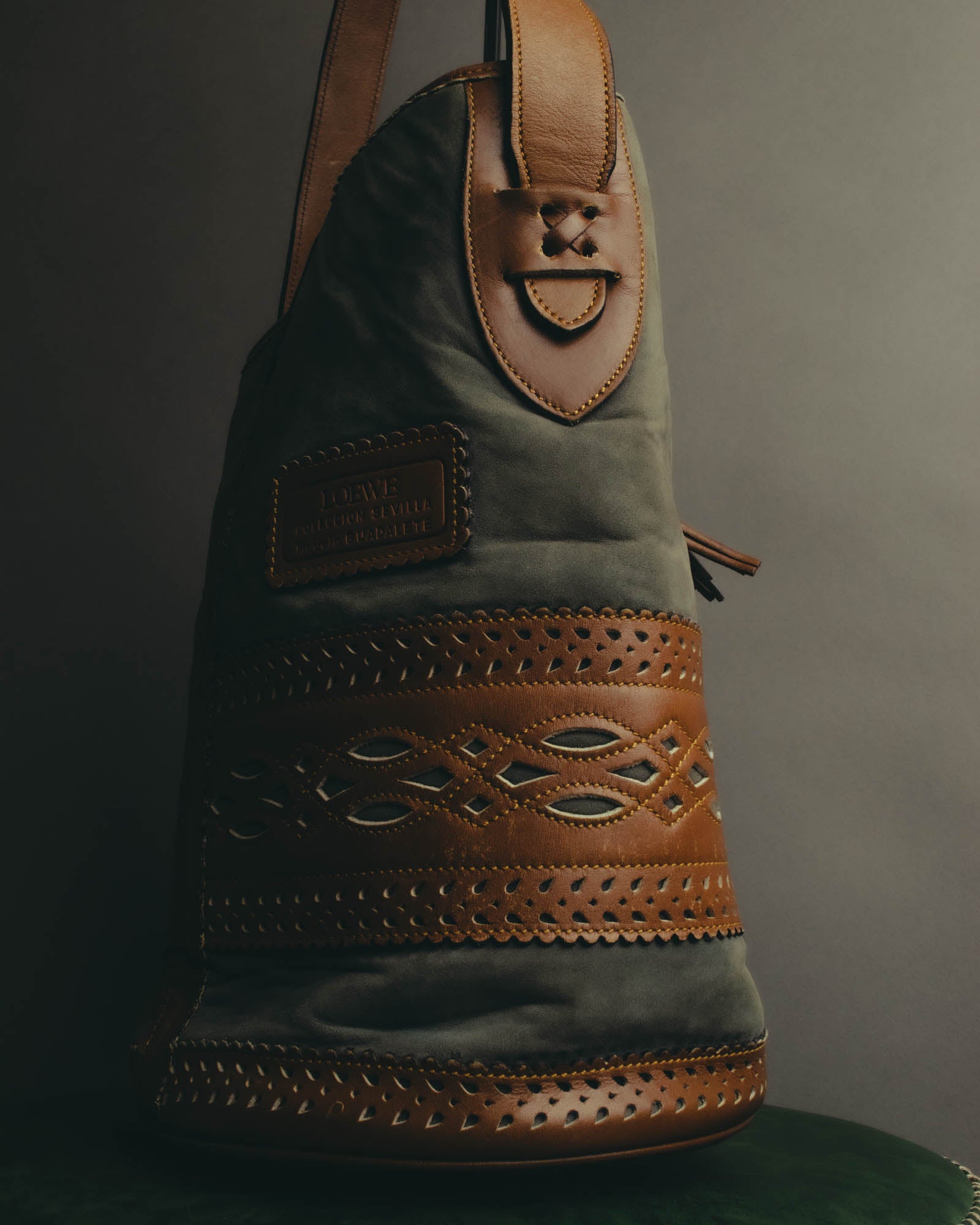 "LOEWE" 90's Decorative suede leather bucket bag