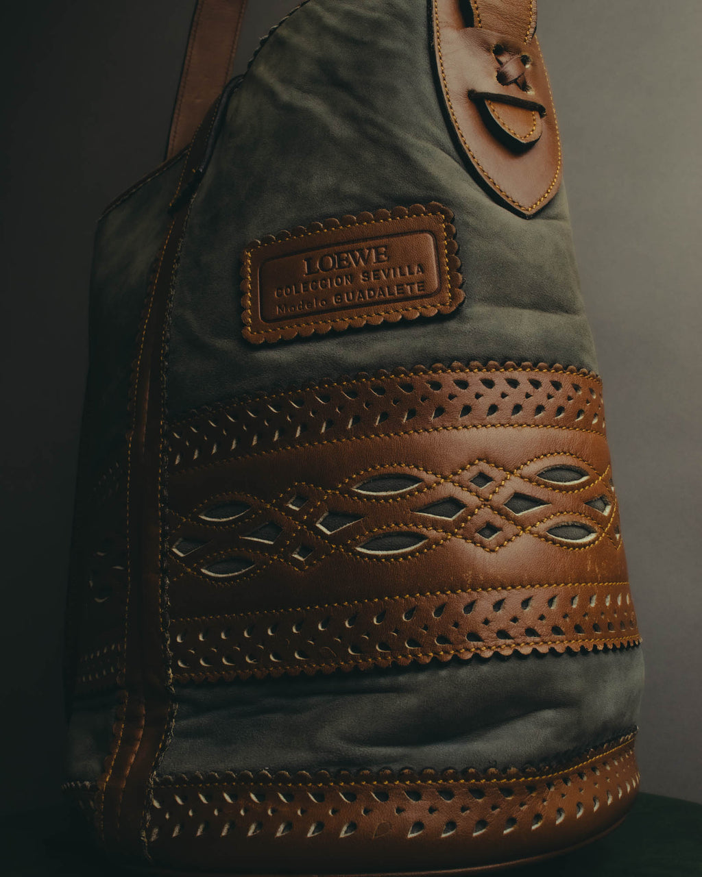 "LOEWE" 90's Decorative suede leather bucket bag