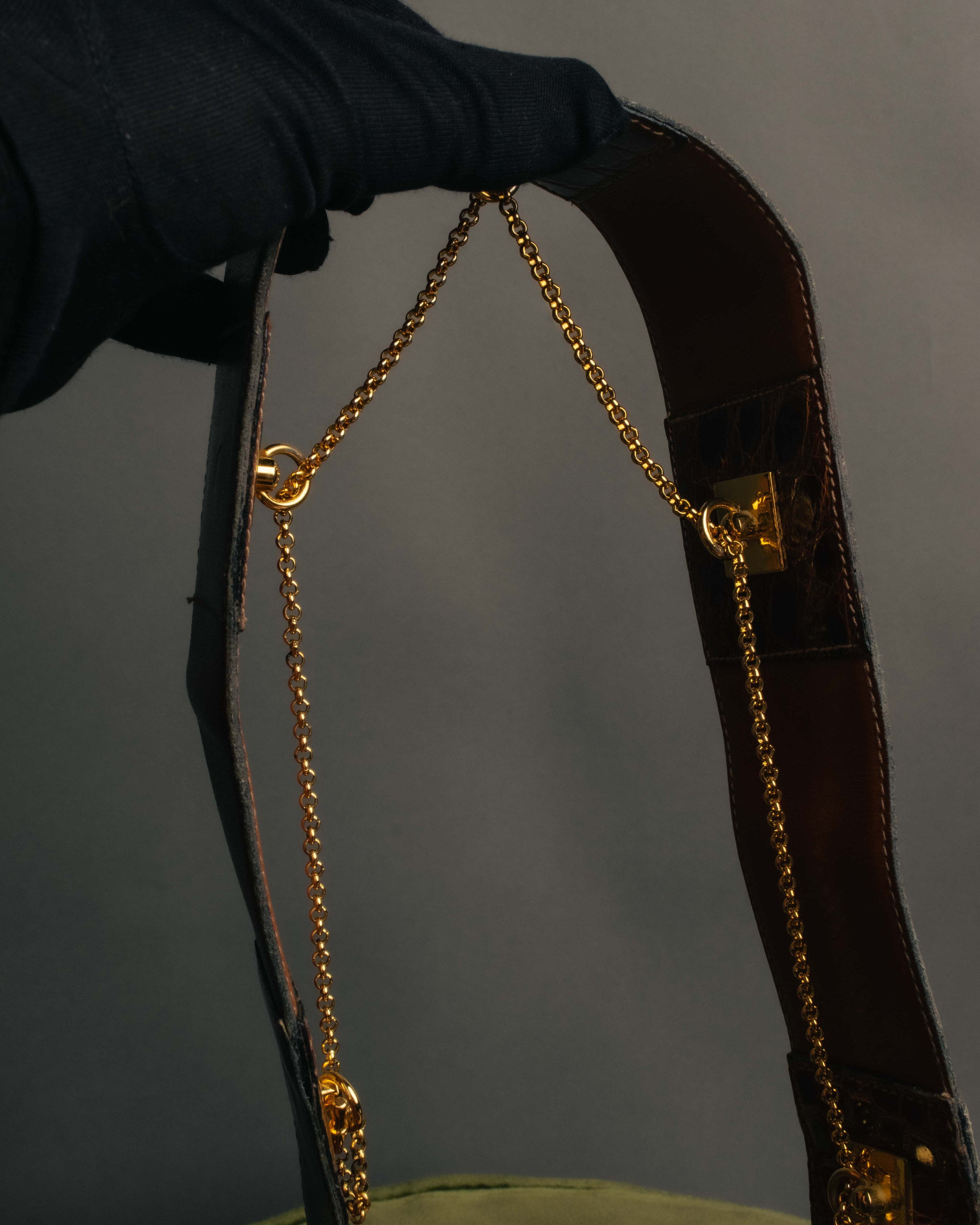 “CELINE“ 2019-22 Crocodile embossed statement belt