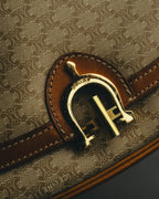 "CELINE" 70's-80's Macadam horsebit shoulder bag