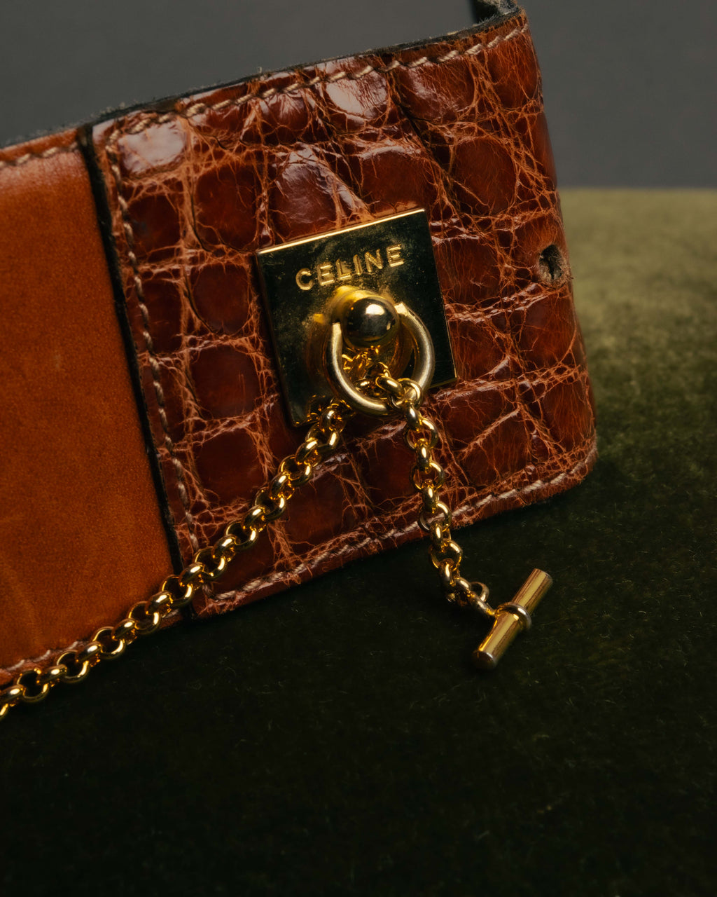 “CELINE“ 2019-22 Crocodile embossed statement belt