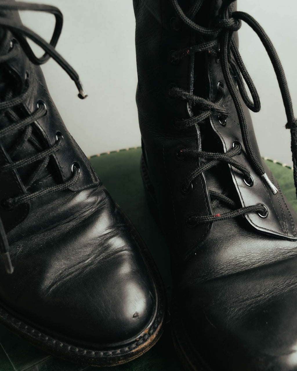 "CELINE" 2010's Triomphe leather lace up ankle boots