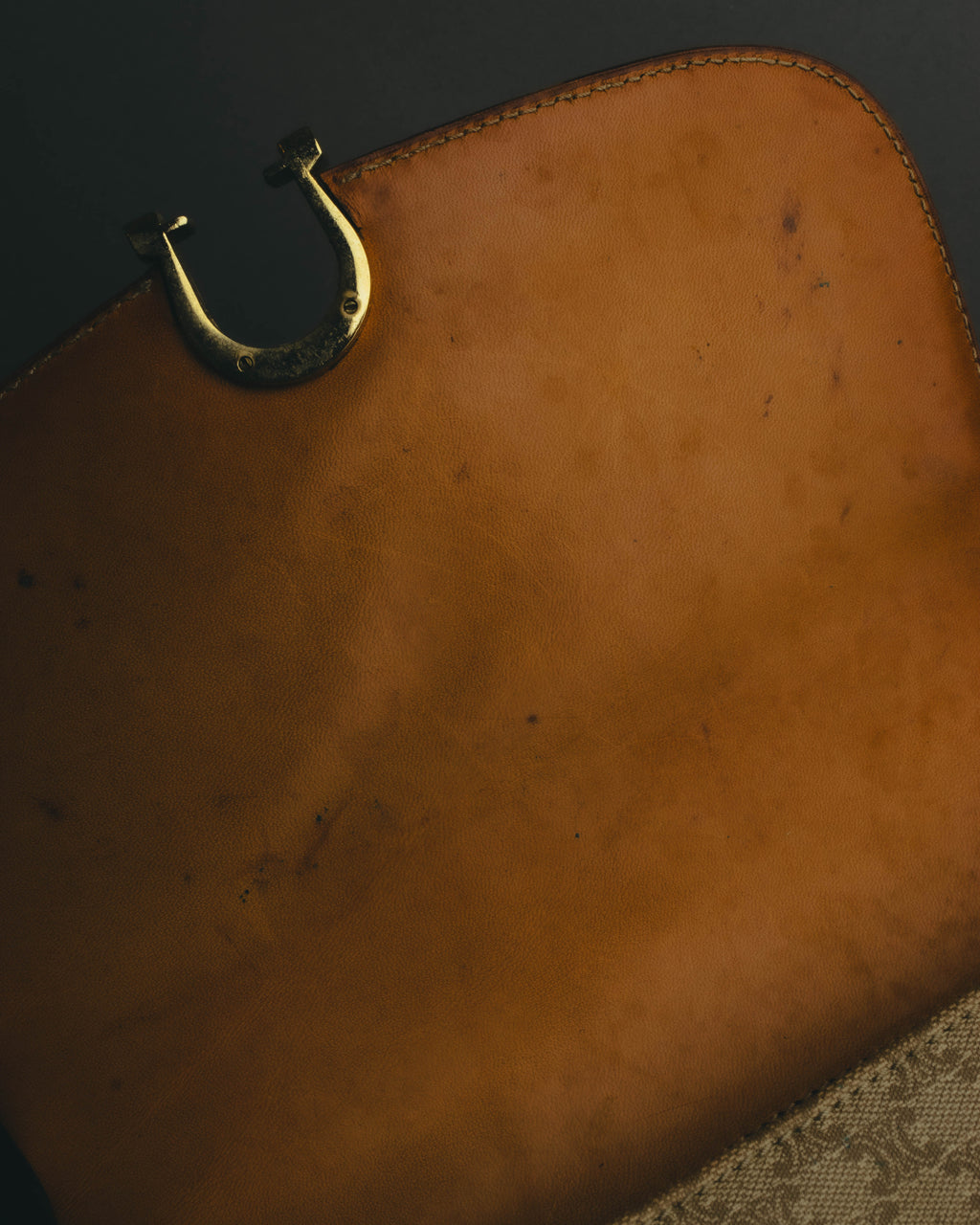 "CELINE" 70's-80's Macadam horsebit shoulder bag