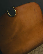 "CELINE" 70's-80's Macadam horsebit shoulder bag