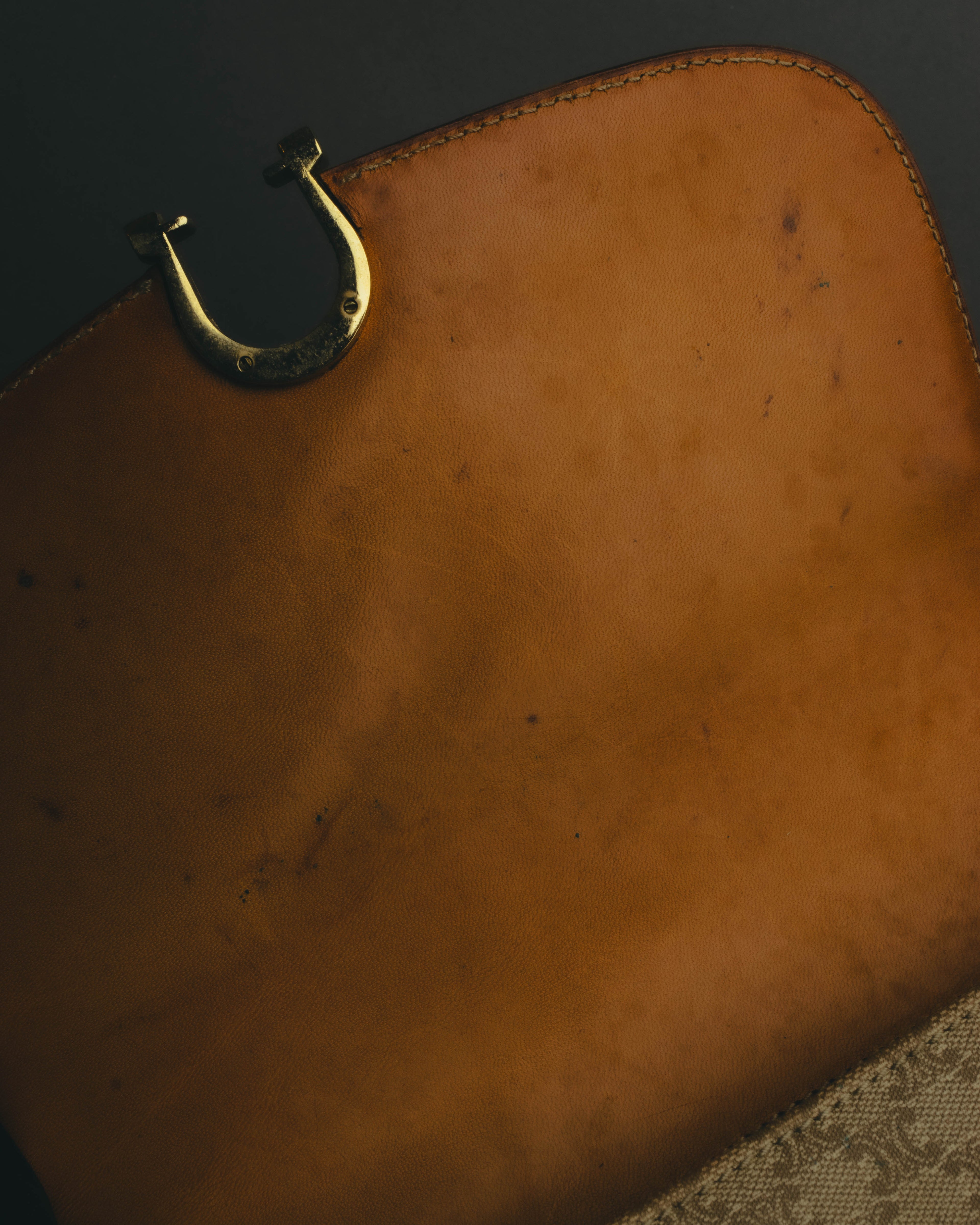 "CELINE" 70's-80's Macadam horsebit shoulder bag