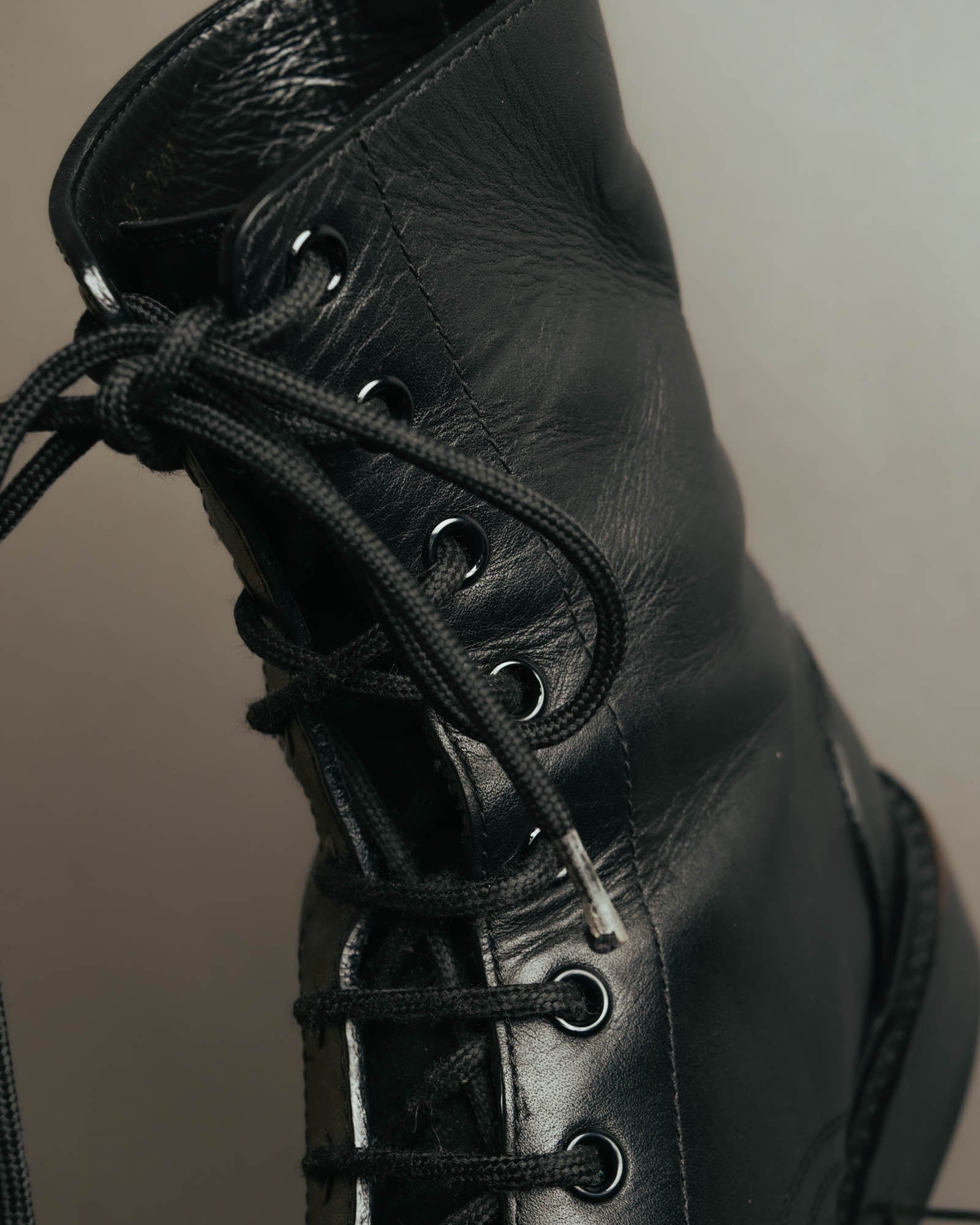 "CELINE" 2010's Triomphe leather lace up ankle boots