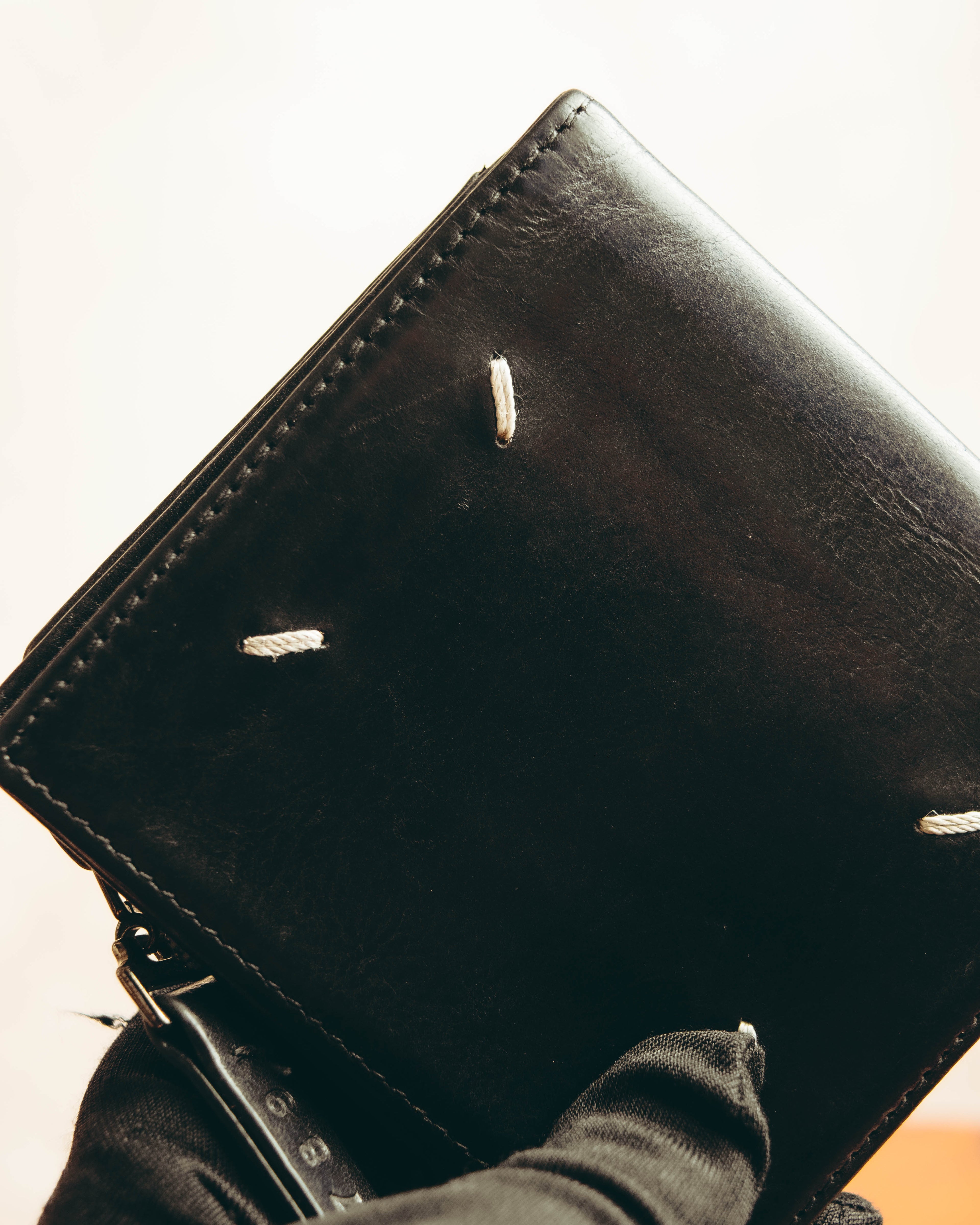 "Maison Margiela" 2020's Sleek black leather bifold wallet