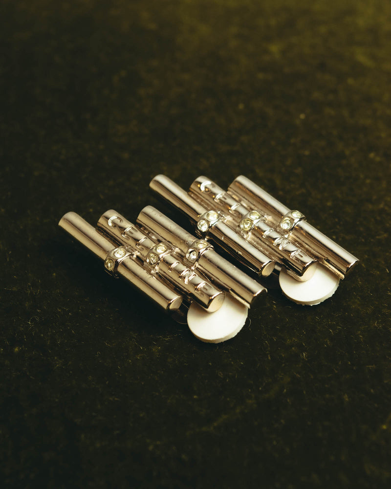"CELINE" 80's-90's Sculptural rhinestone clip on earrings