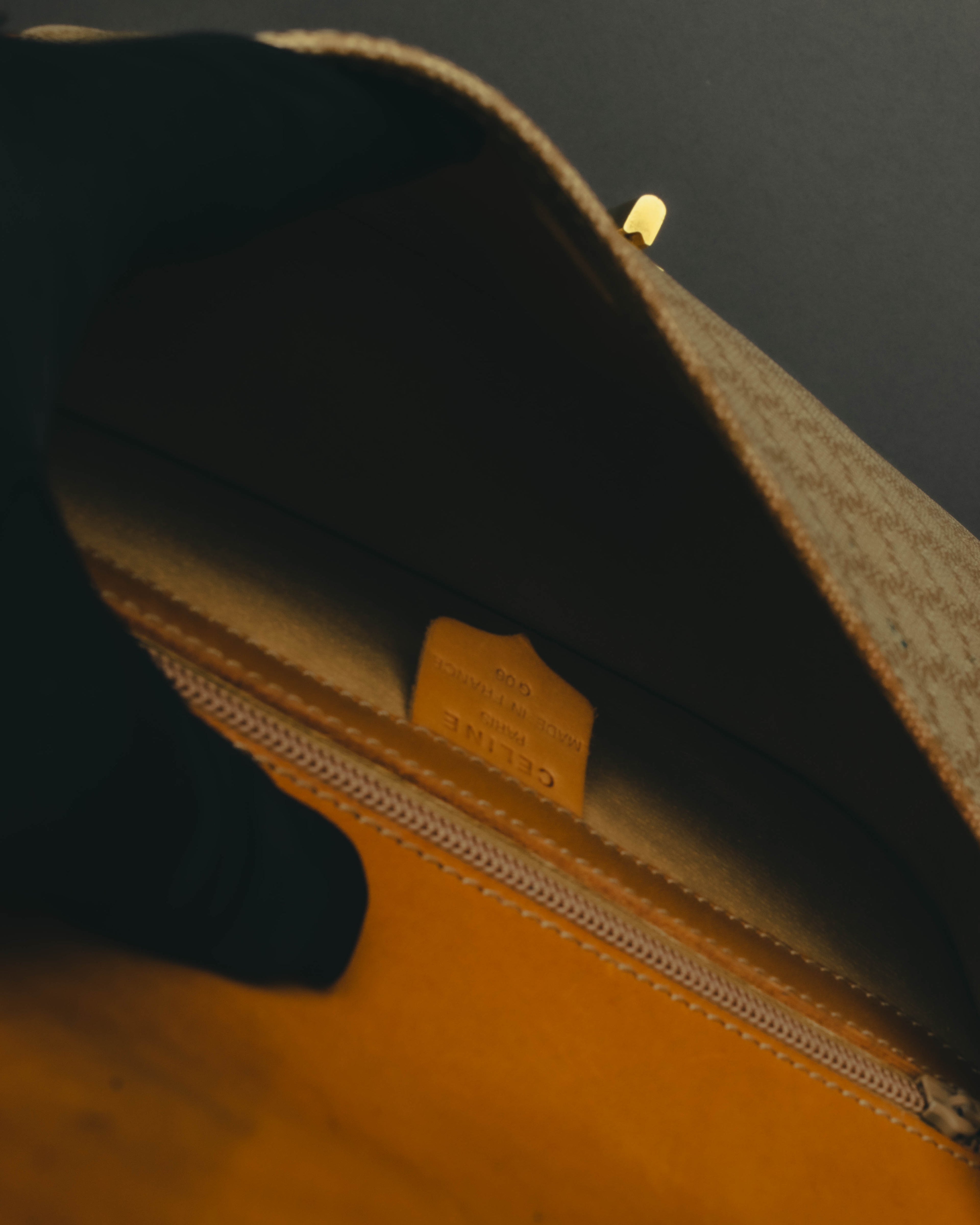 "CELINE" 70's-80's Macadam horsebit shoulder bag