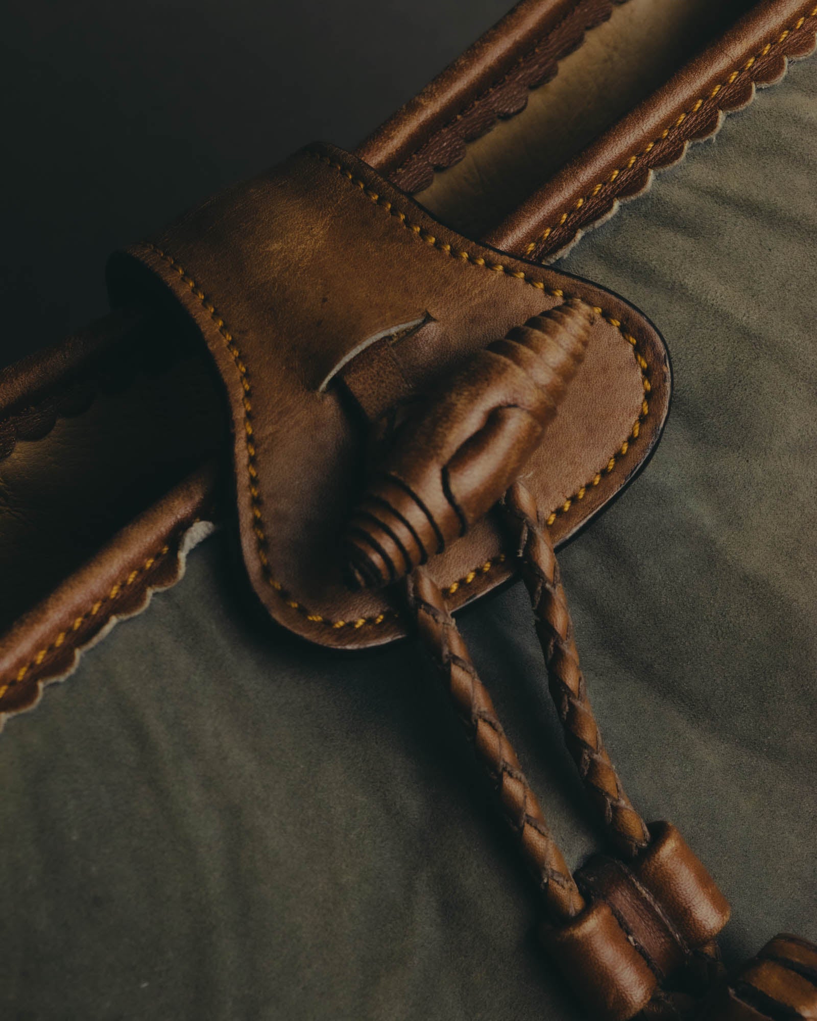 "LOEWE" 90's Decorative suede leather bucket bag