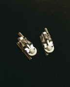 "CELINE" 80's-90's Sculptural rhinestone clip on earrings
