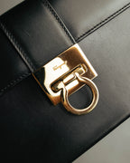 "Salvatore Ferragamo" 90's-00's Structured leather top handle handbag