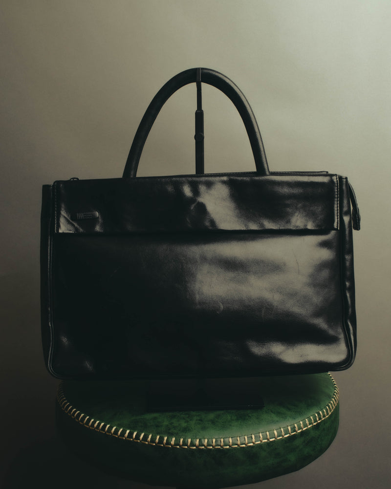 "iM MIYAKE DESIGN STUDIO" 80's-90's Glossy pebbled top handle briefcase