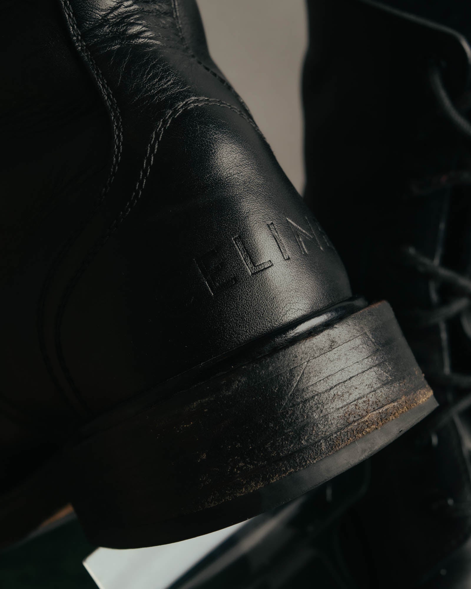 "CELINE" 2010's Triomphe leather lace up ankle boots