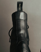"CELINE" 2010's Triomphe leather lace up ankle boots