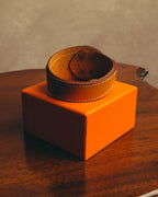 "Hermès" 00's Contrast stitched leather cuff bracelet