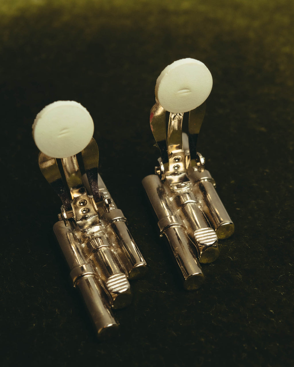 "CELINE" 80's-90's Sculptural rhinestone clip on earrings