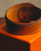 "Hermès" 00's Contrast stitched leather cuff bracelet