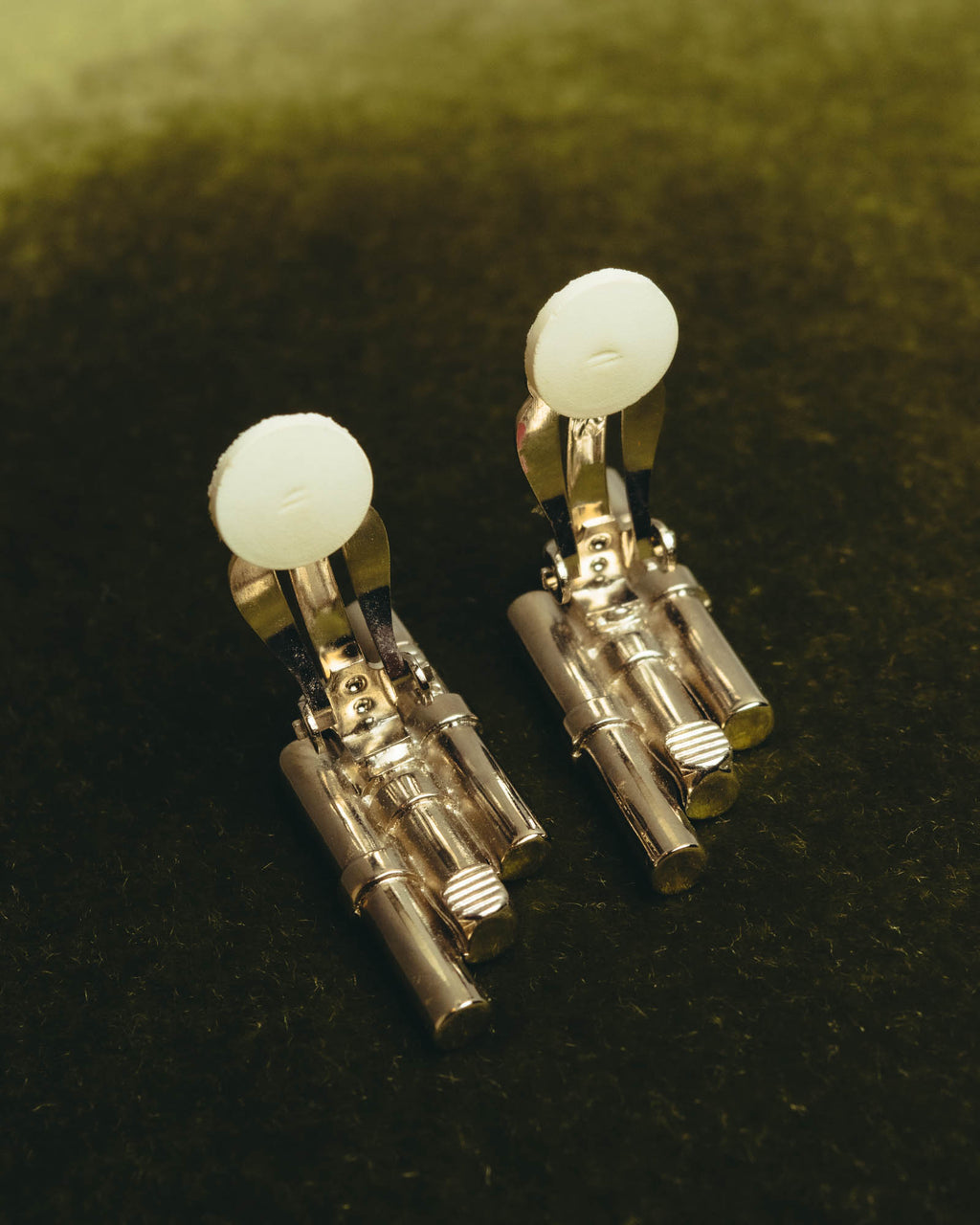 "CELINE" 80's-90's Sculptural rhinestone clip on earrings