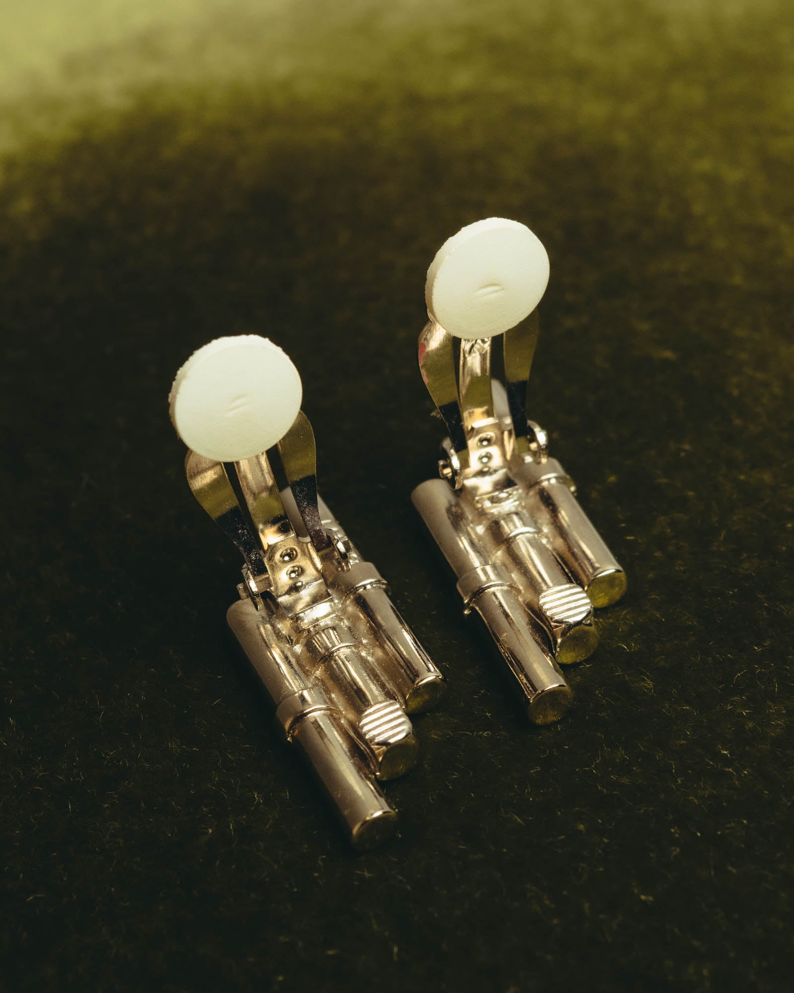"CELINE" 80's-90's Sculptural rhinestone clip on earrings