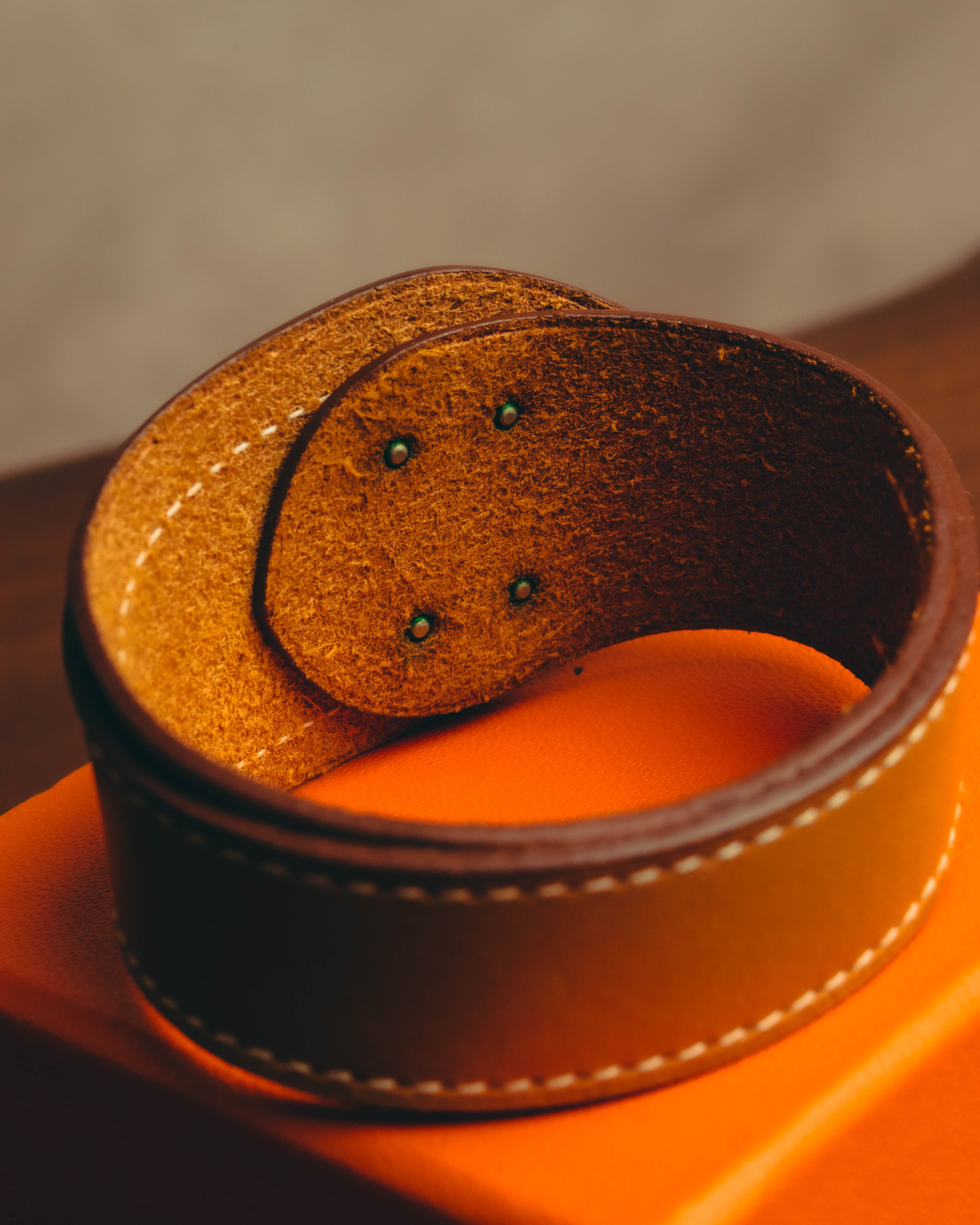 "Hermès" 00's Contrast stitched leather cuff bracelet