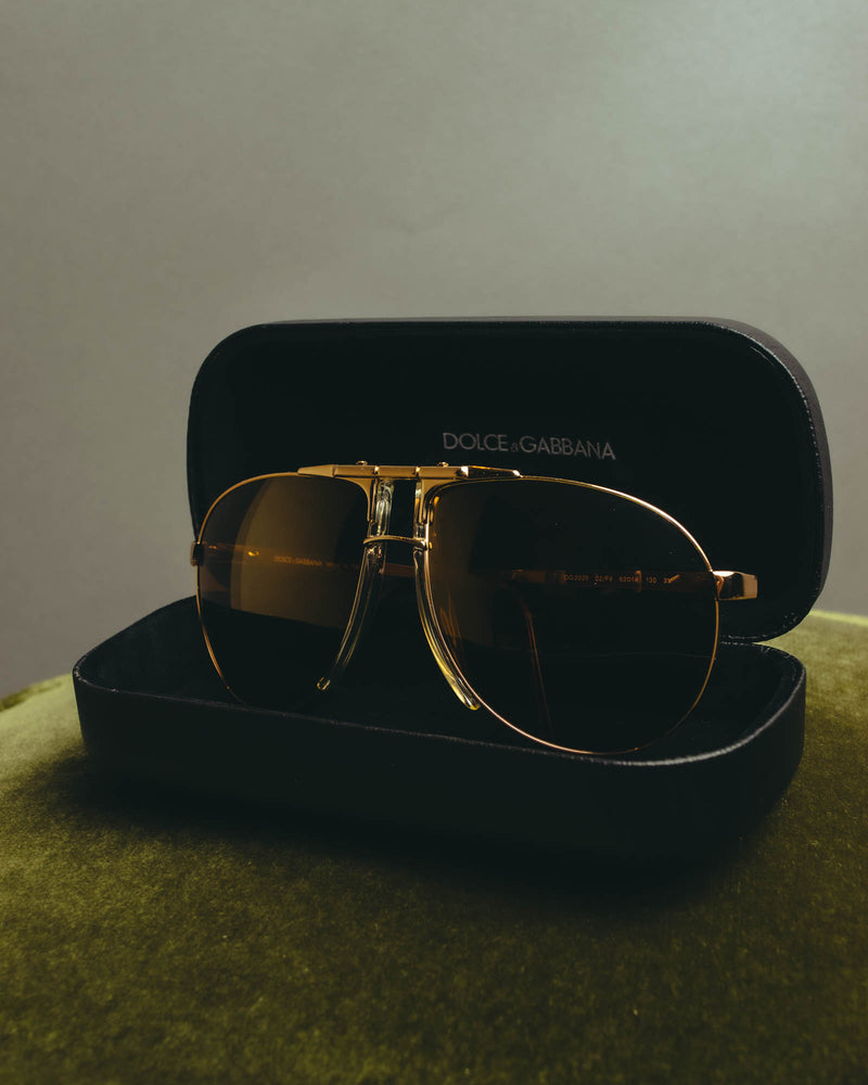 “Dolce&Gabbana” 00’s-10’s Gold metal aviator sunglasses
