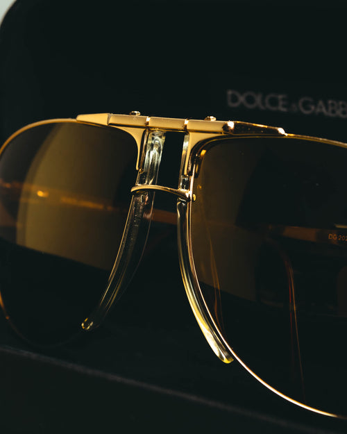 “Dolce&Gabbana” 00’s-10’s Gold metal aviator sunglasses
