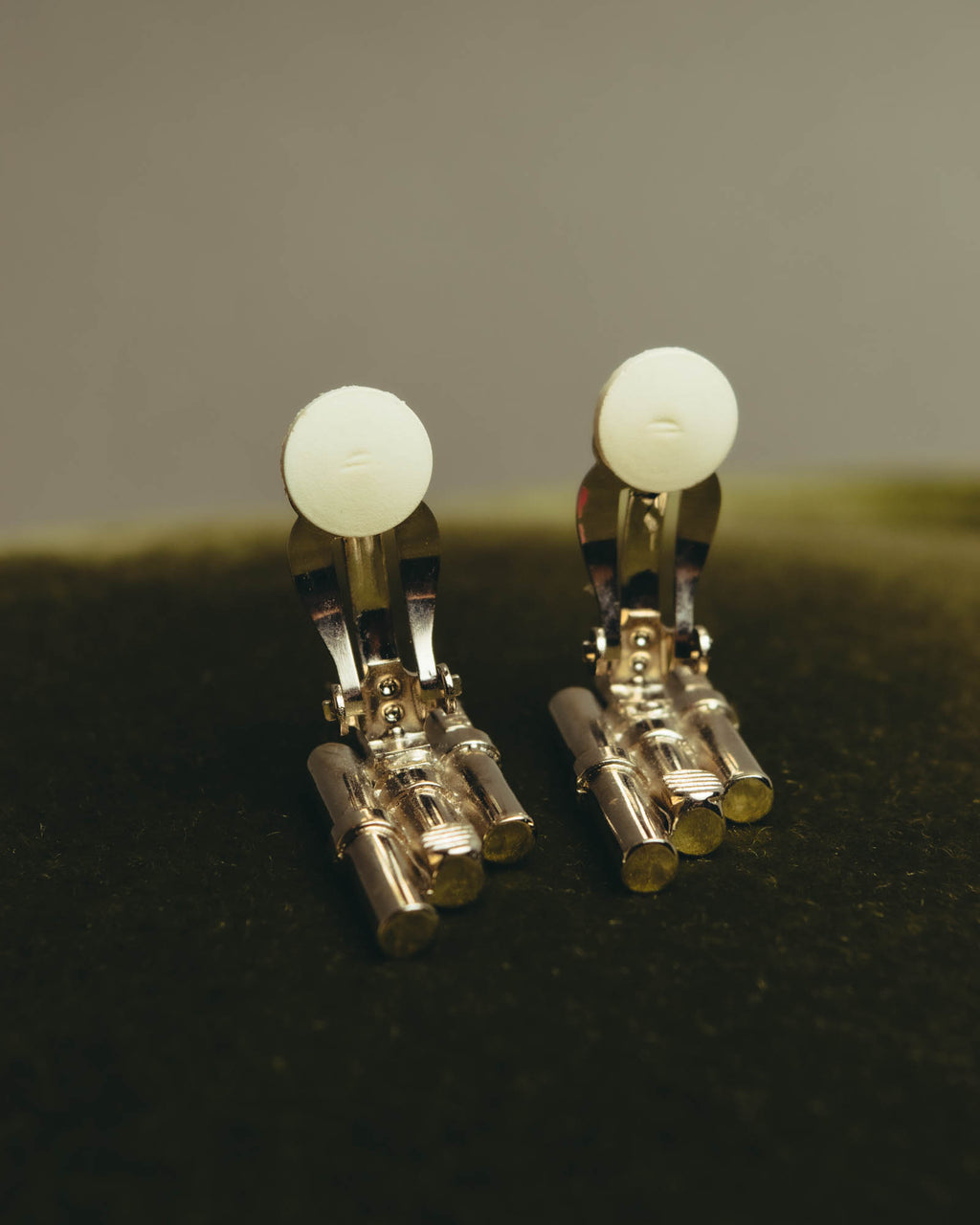 "CELINE" 80's-90's Sculptural rhinestone clip on earrings