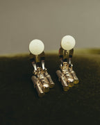 "CELINE" 80's-90's Sculptural rhinestone clip on earrings