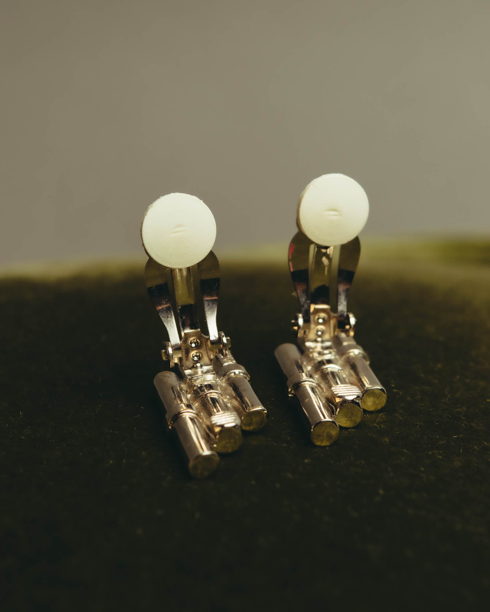 "CELINE" 80's-90's Sculptural rhinestone clip on earrings