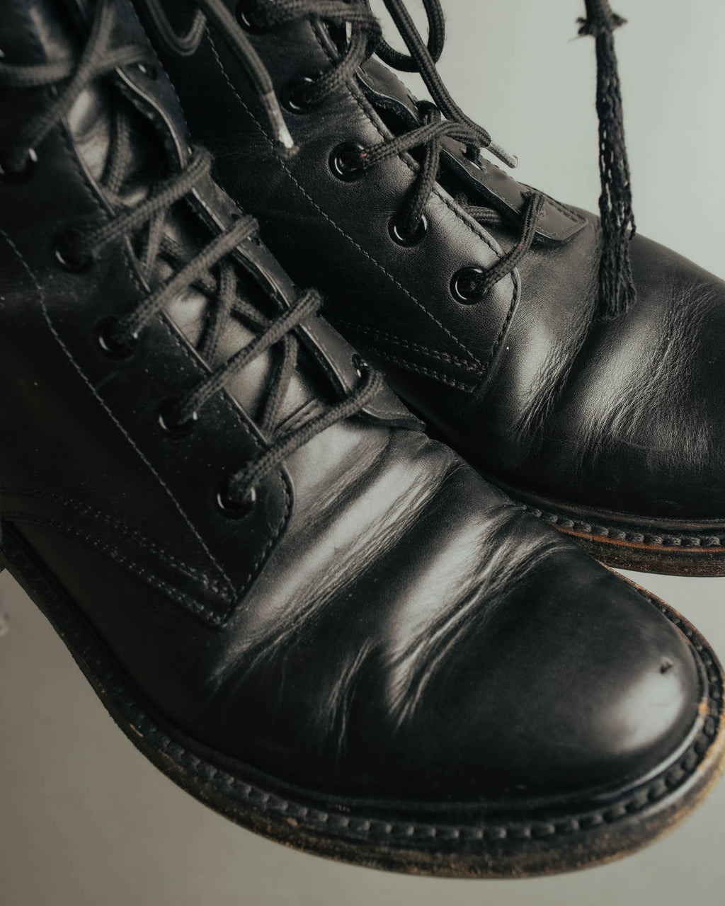 "CELINE" 2010's Triomphe leather lace up ankle boots