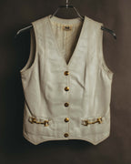 "CELINE" 70's Ivory leather vest