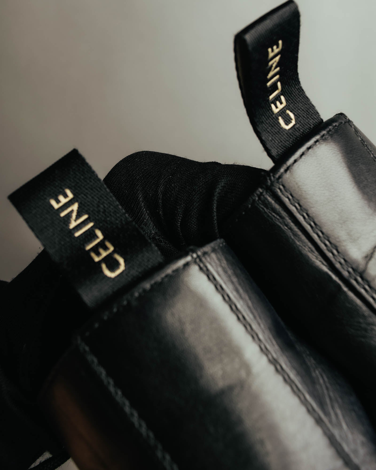 "CELINE" 2010's Triomphe leather lace up ankle boots