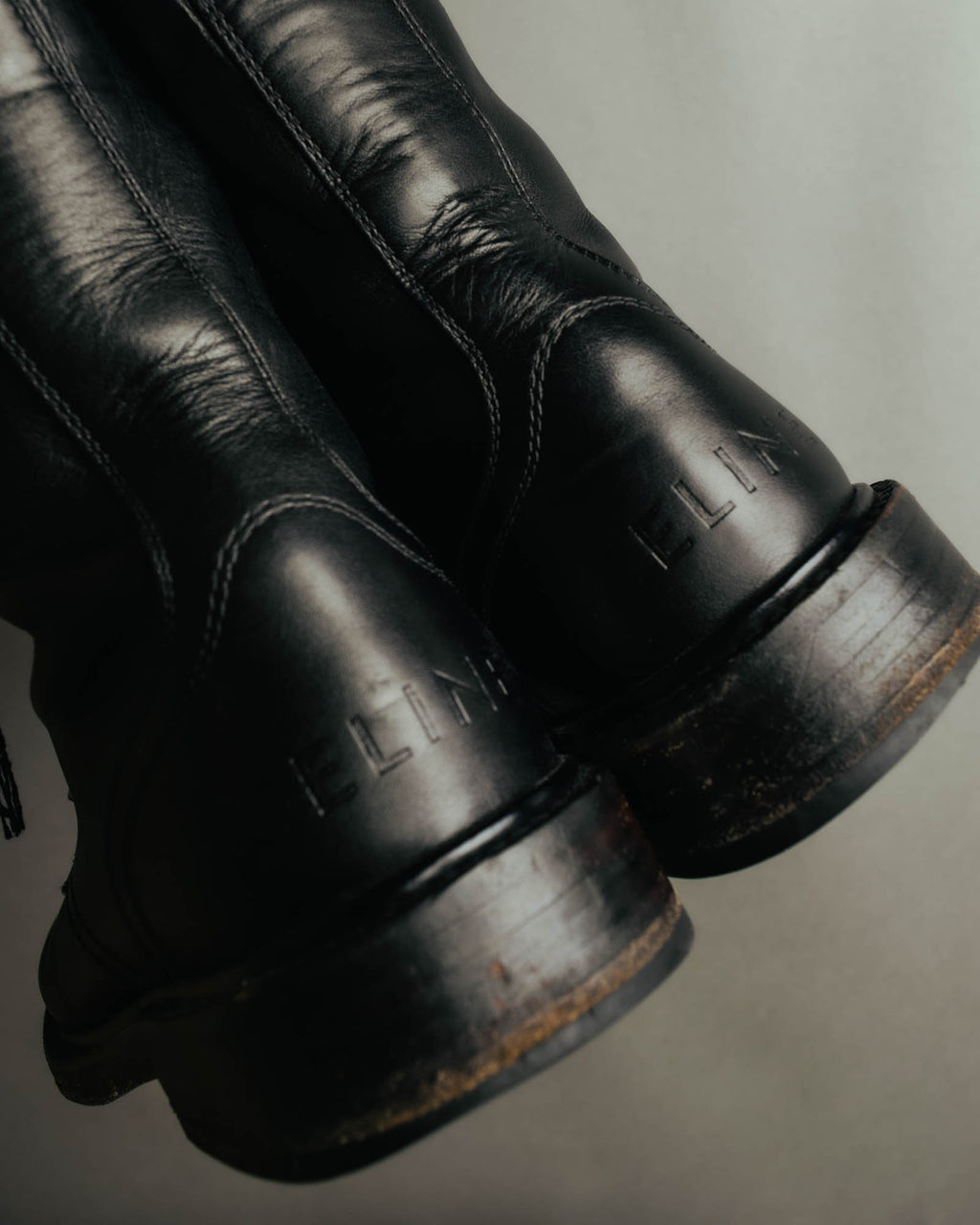 "CELINE" 2010's Triomphe leather lace up ankle boots