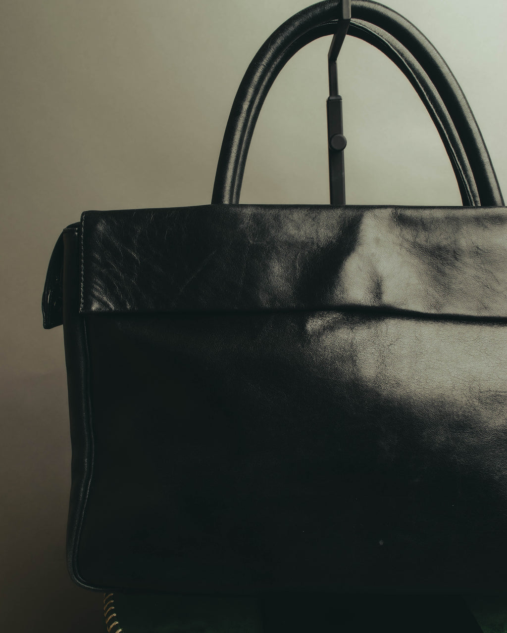 "iM MIYAKE DESIGN STUDIO" 80's-90's Glossy pebbled top handle briefcase