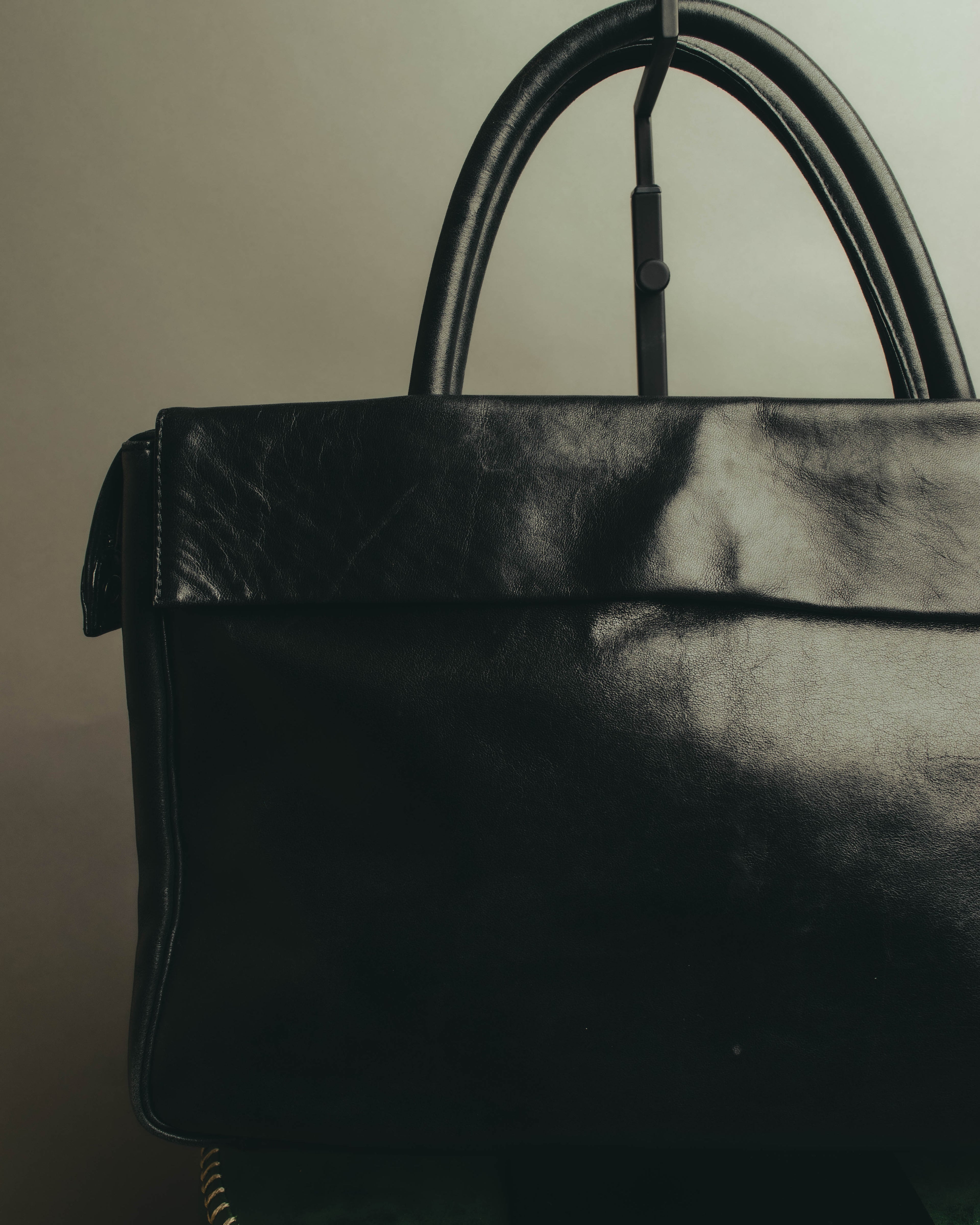 "iM MIYAKE DESIGN STUDIO" 80's-90's Glossy pebbled top handle briefcase
