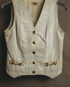 "CELINE" 70's Ivory leather vest