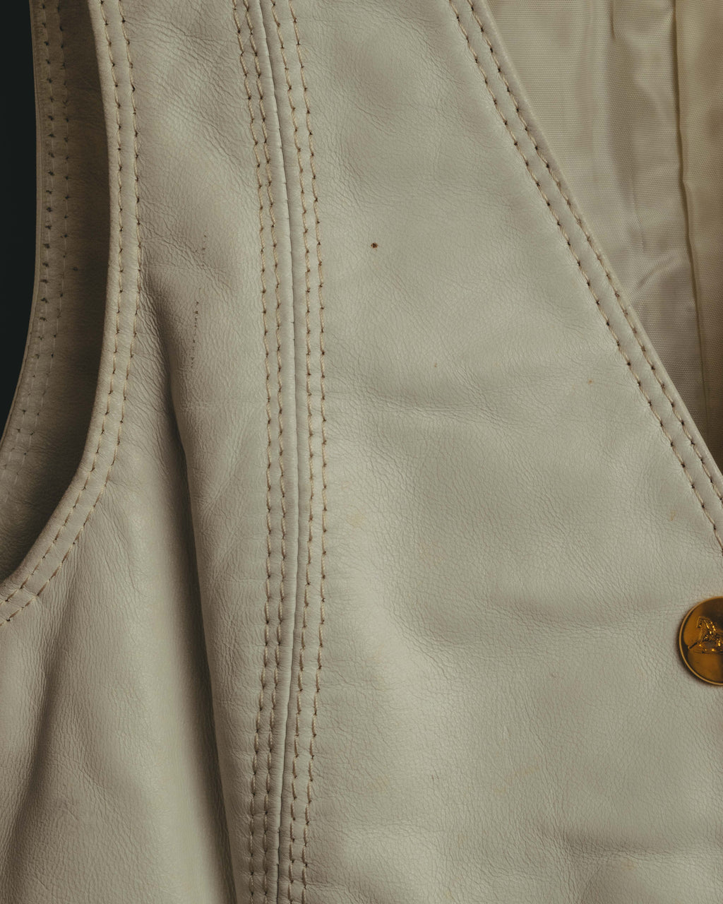 "CELINE" 70's Ivory leather vest