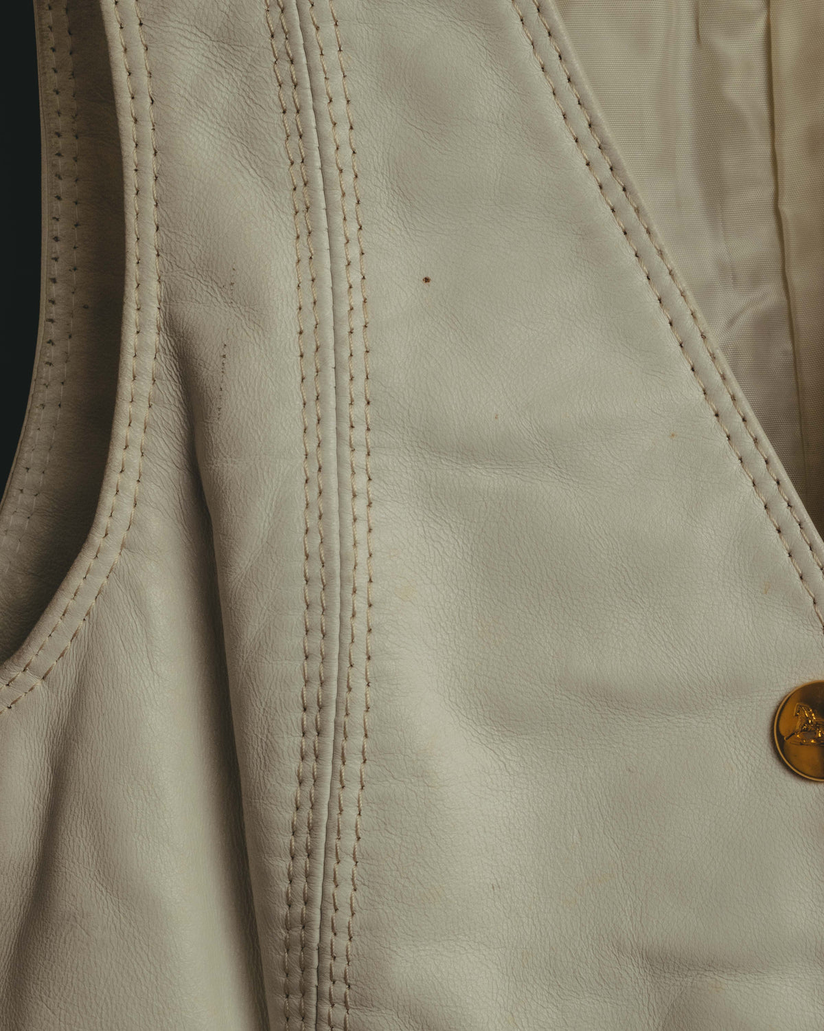 "CELINE" 70's Ivory leather vest