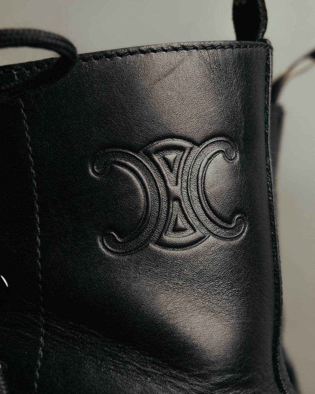 "CELINE" 2010's Triomphe leather lace up ankle boots