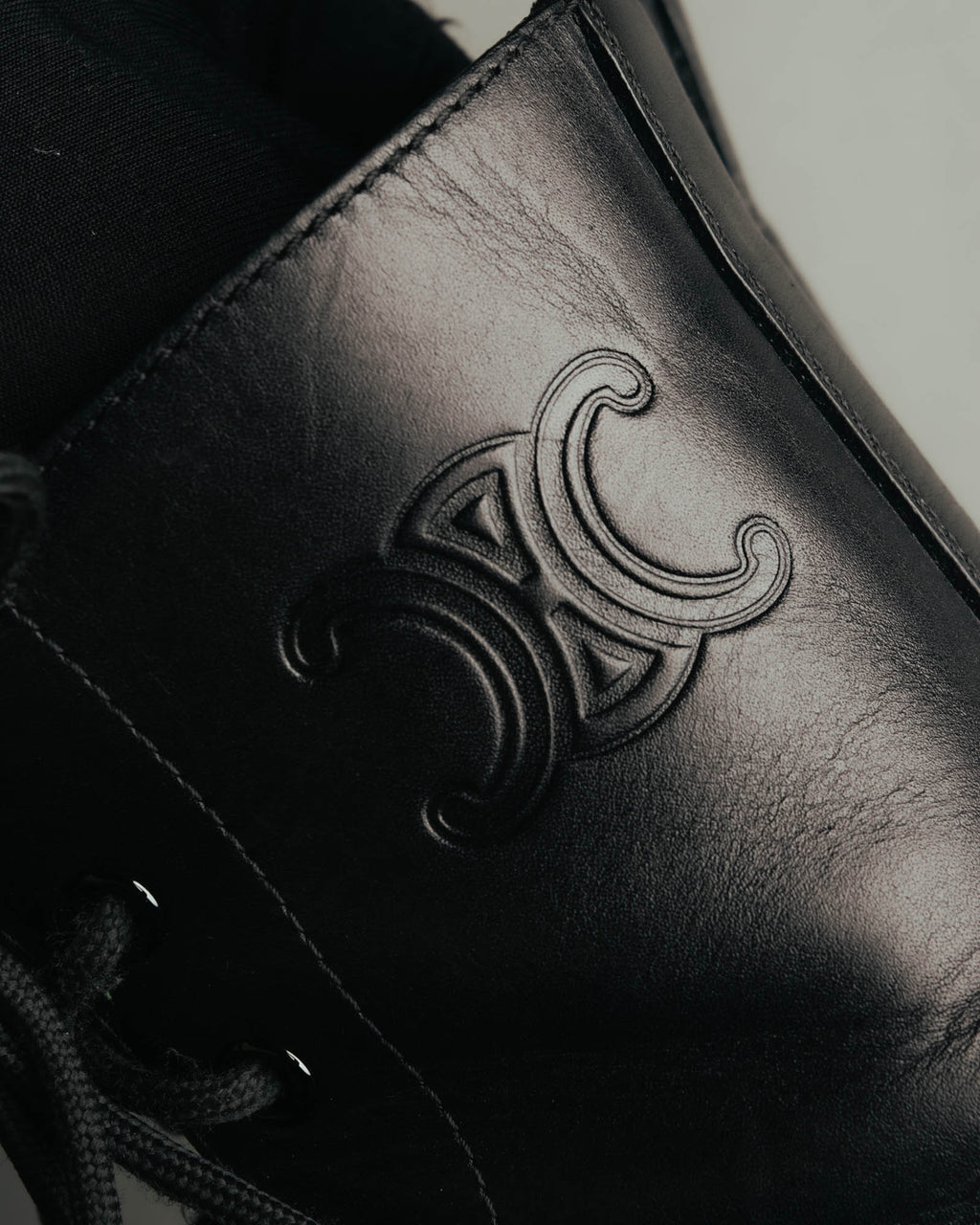 "CELINE" 2010's Triomphe leather lace up ankle boots