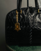"Yves Saint Laurent" 90's-00's Glossy croc embossed bowler bag