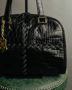 "Yves Saint Laurent" 90's-00's Glossy croc embossed bowler bag