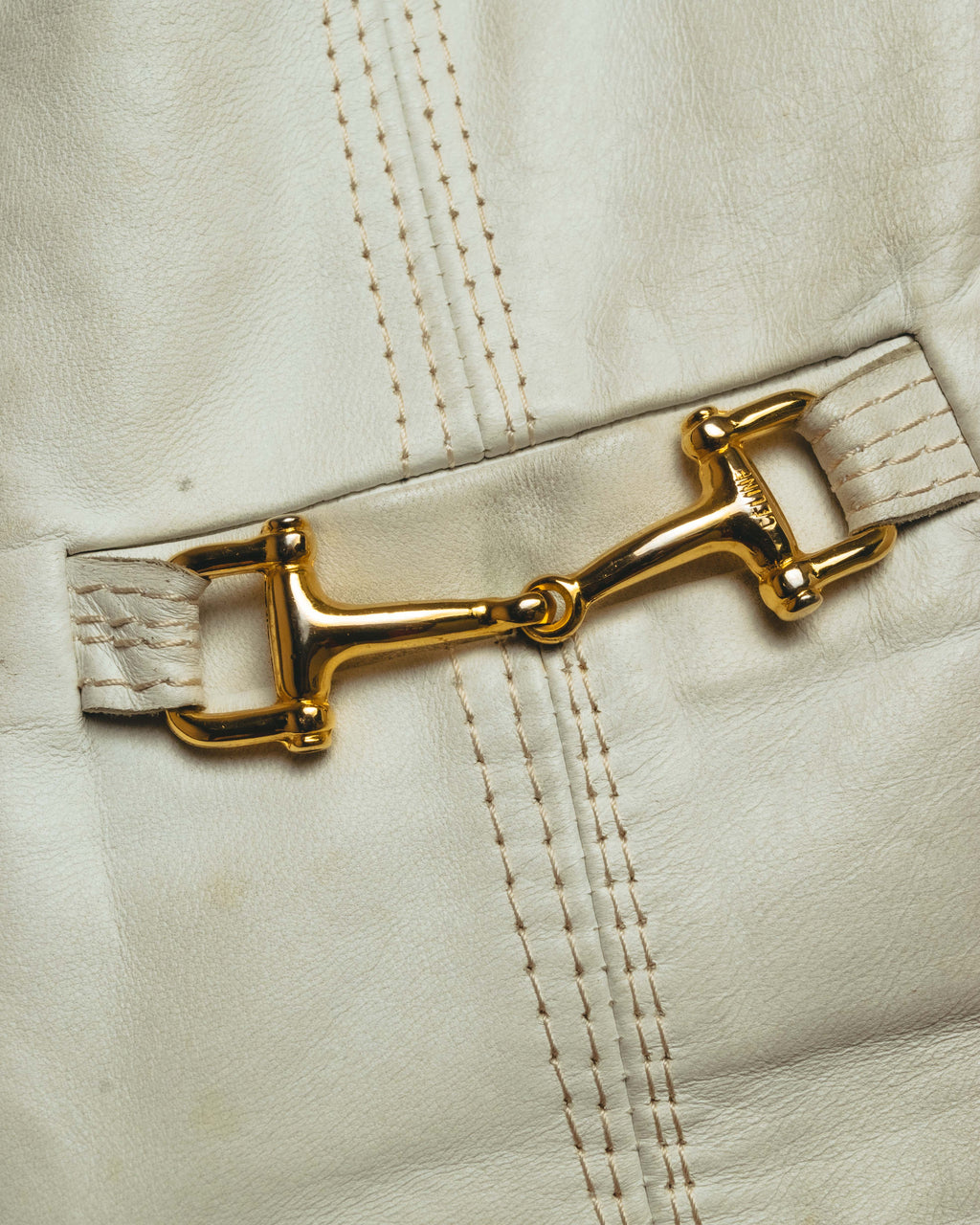 "CELINE" 70's Ivory leather vest