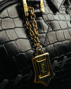 "Yves Saint Laurent" 90's-00's Glossy croc embossed bowler bag