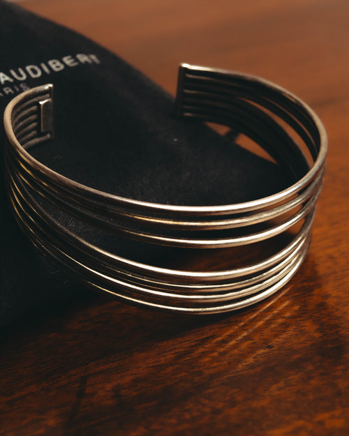 "PHILIPPE AUDIBERT" Sculptural silver tone cuff bracelet