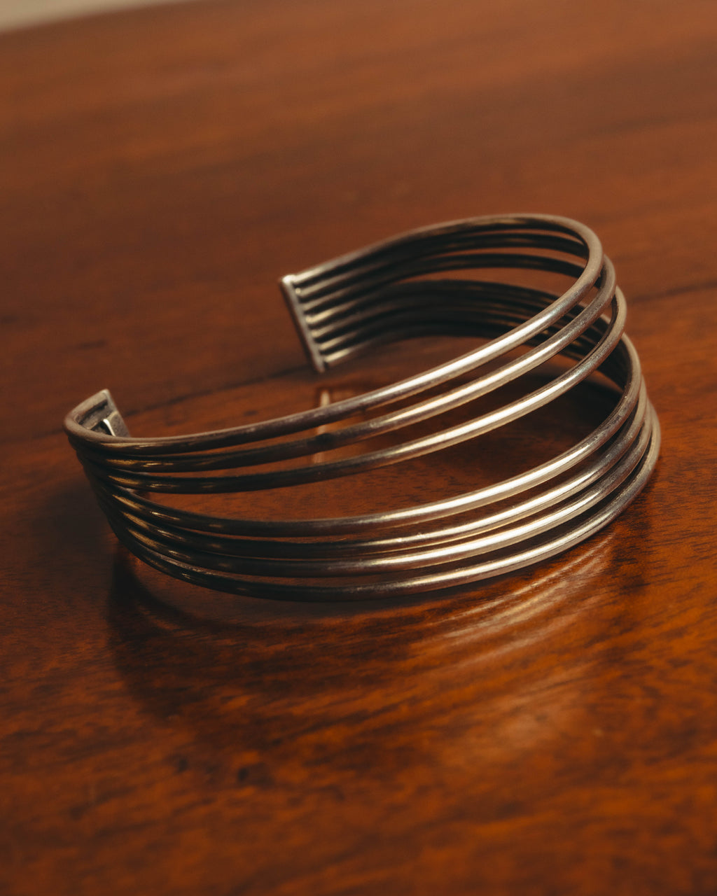 "PHILIPPE AUDIBERT" Sculptural silver tone cuff bracelet